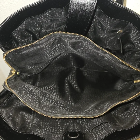 Kate Spade Black Leather Tote with Gold Accents - Picture 10 of 12